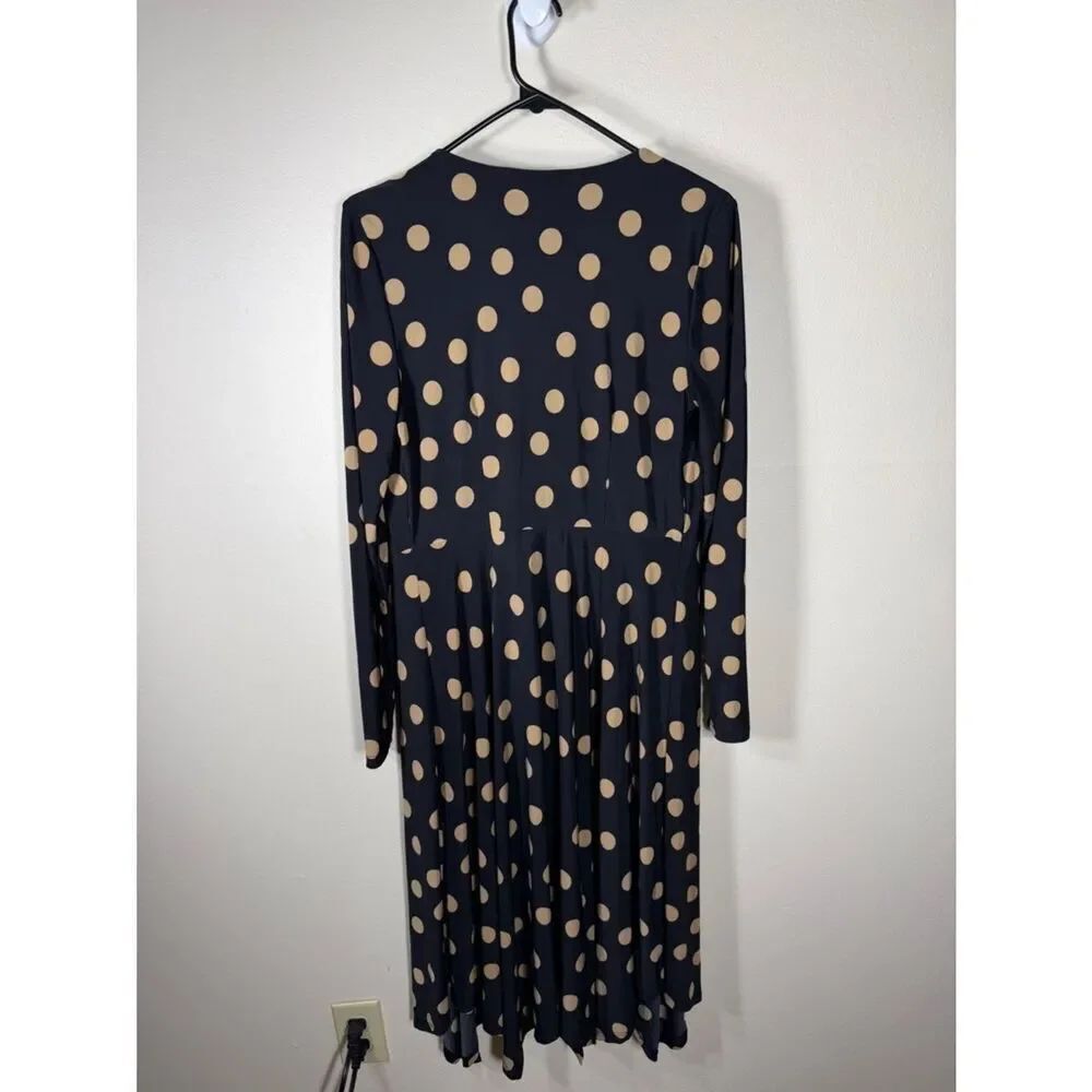 INC international Concepts Black And Tan Polka Dot Wrap Dress Size  Small - Picture 4 of 6